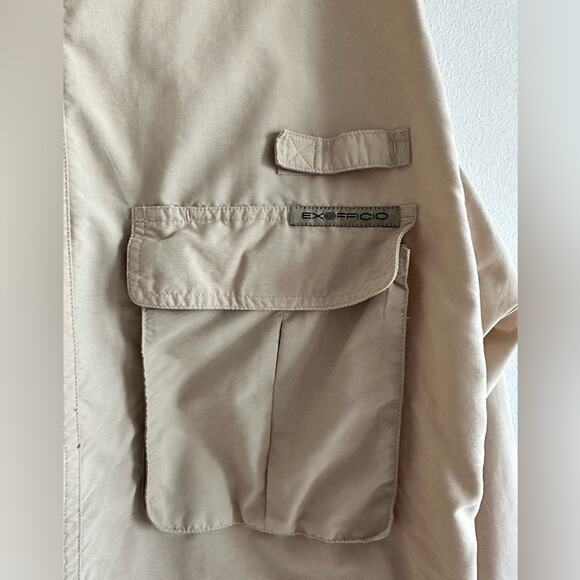 Vintage ExOfficio Men’s Safari Fishing Shirt – Tan Nylon Blend – Size L - Picture 2 of 7